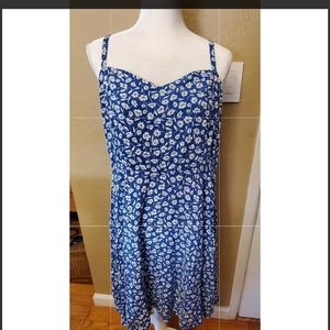 Old Navy Blue Dress w/White Flowers XL